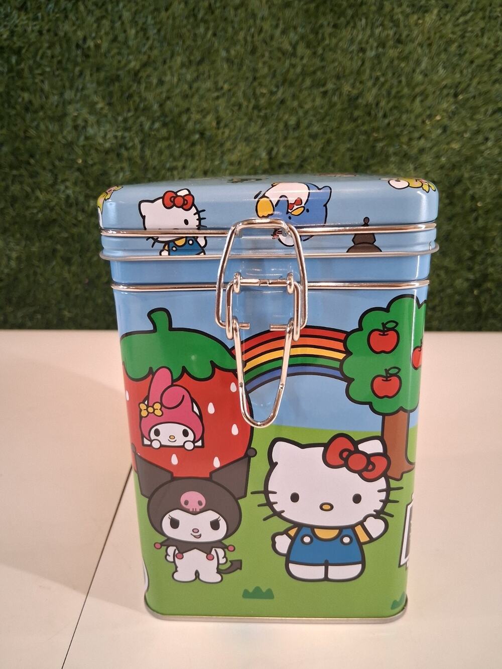 Sanrio Hello Kitty & Friends Popcorn Ice Cream Blue Metal Tin Locking Canister